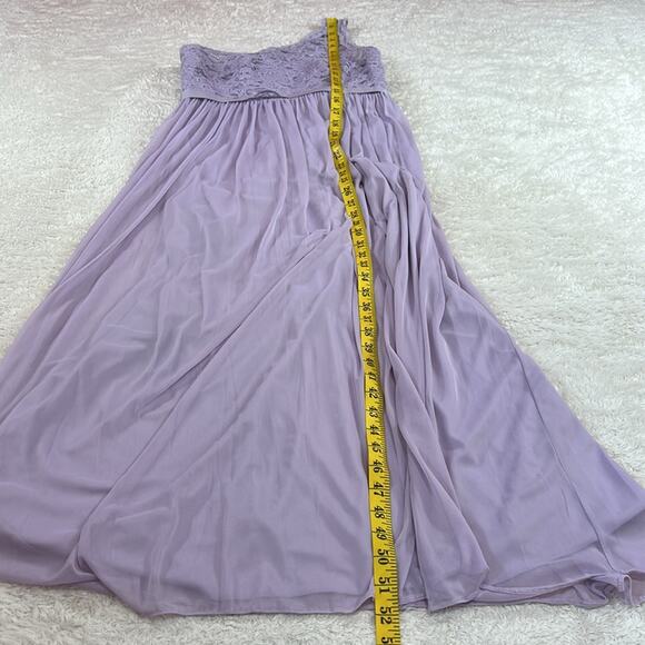 David's Bridal lace and chiffon one shoulder maxi dress F17063 Iris, size 8 - Picture 4 of 8